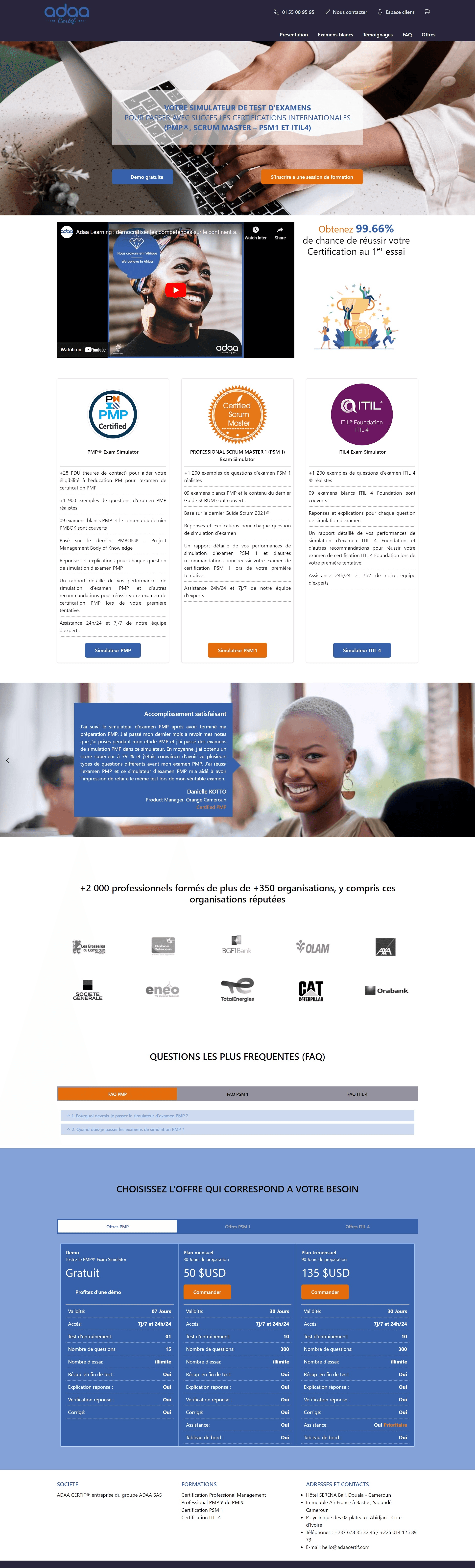 Adaa certif landing page